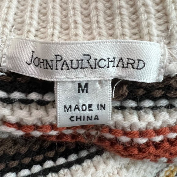 Multi-Color Half Sleeve Striped Sweater Top John Paul Richard Grannycore Medium - Picture 5 of 5